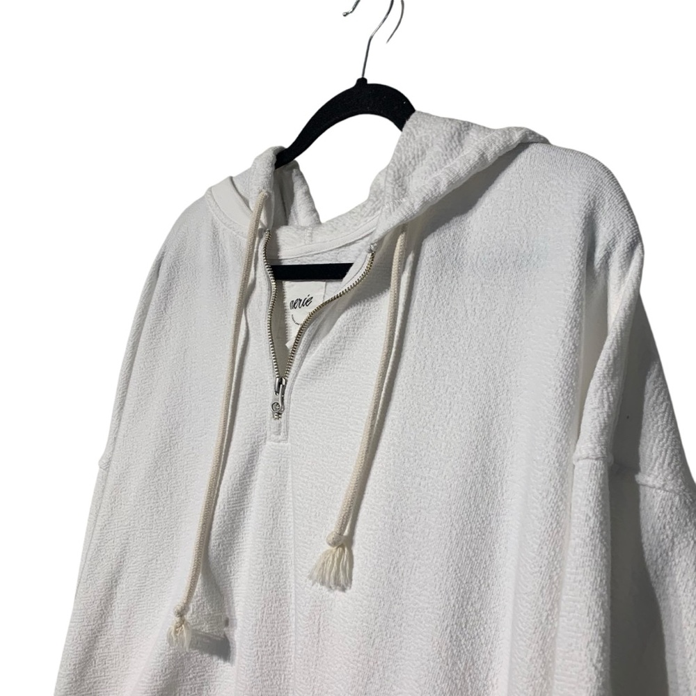 Aerie Quarter Zip Hoodie Womens Large White Cropped Soft Lounge Pullover - Picture 3 of 9